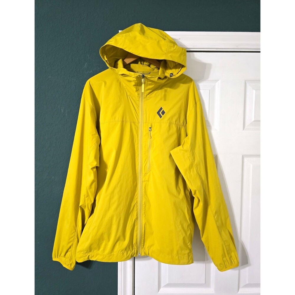 Black Diamond Alpine Start Hoody Mens XL Yellow Full Zip Nylon Jacket Packable